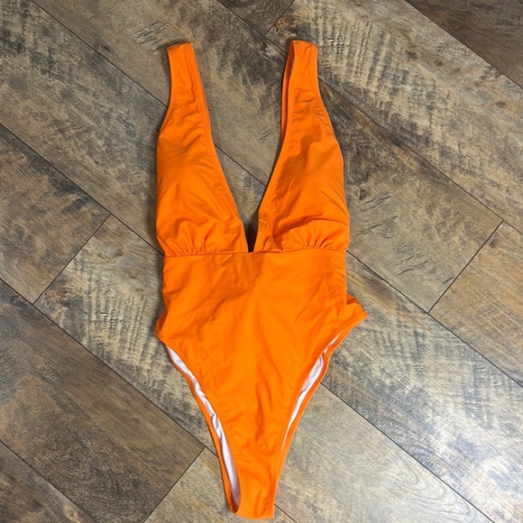 HILINKER Plunge-Front High-Cut Cheeky One-Piece Swimsuit, Size XL, NWT - Picture 1 of 4